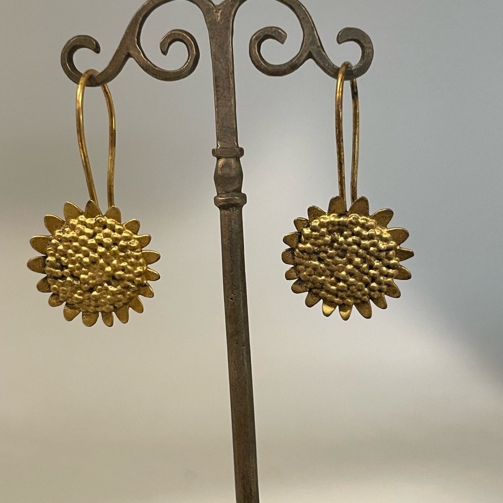 Vintage Gold Vermeil Sunflower Earrings